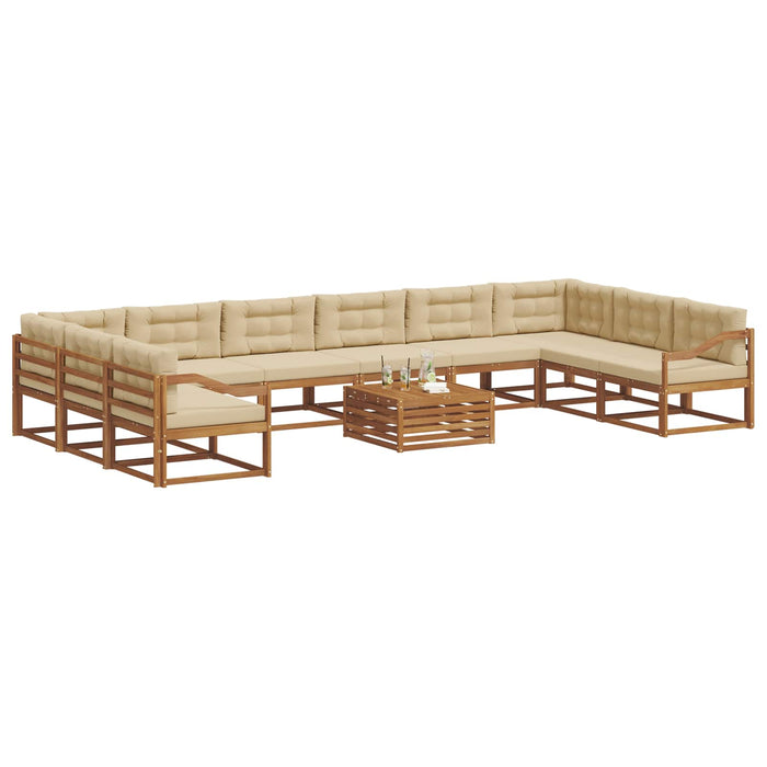 Set de canapele de exterior cu pernă 11 pcs Natural și Bej WALTI