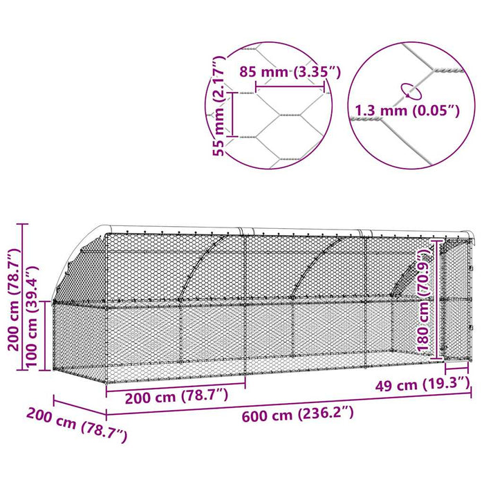 Cușcă pentru câini 3 pcs Argintiu 6 x 2 x 2 m Oțel galvanizat - WALTI WALTI