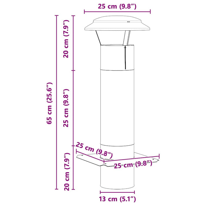 Extensie pentru șemineu Argintiu 25 x 25 x 65 cm - WALTI WALTI