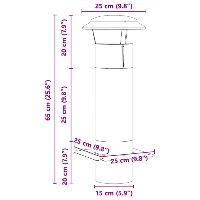 Extensie pentru șemineu Argintiu 25 x 25 x 65 cm - WALTI WALTI