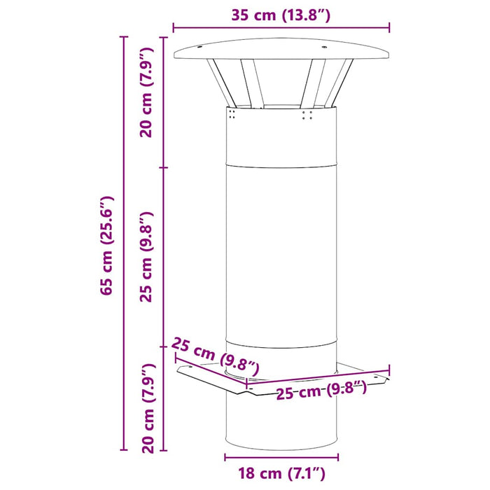 Extensie pentru șemineu Argintiu 35 x 35 x 65 cm - WALTI WALTI