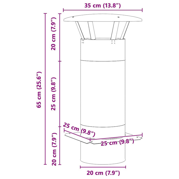Extensie pentru șemineu Argintiu 35 x 35 x 65 cm - WALTI WALTI
