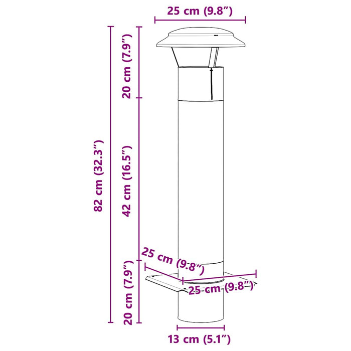 Extensie pentru șemineu Argintiu 25 x 25 x 82 cm - WALTI WALTI