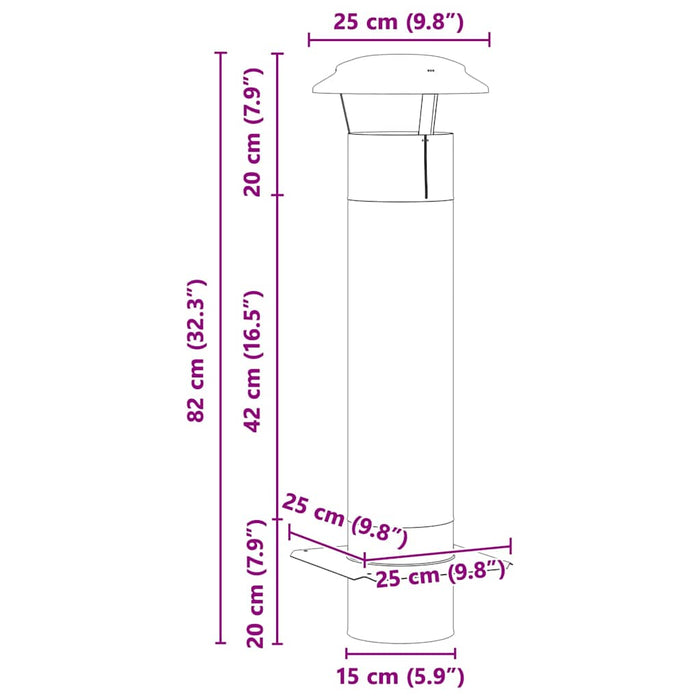 Extensie pentru șemineu Argintiu 25 x 25 x 82 cm - WALTI WALTI