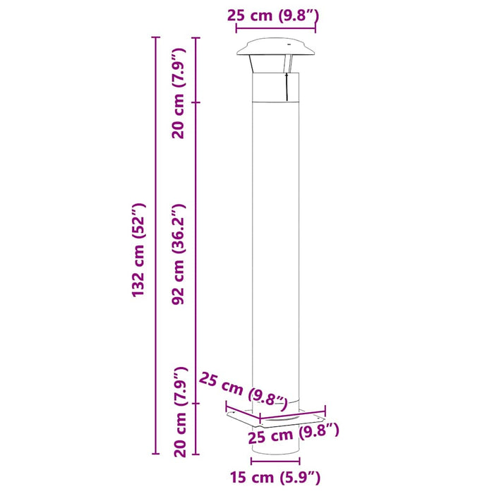 Extensie pentru șemineu Argintiu 25 x 25 x 132 cm WALTI