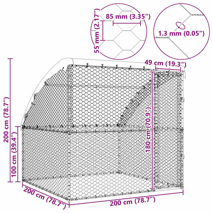 Cușcă pentru câini Argintiu 2 x 2 x 2 m Oțel galvanizat WALTI