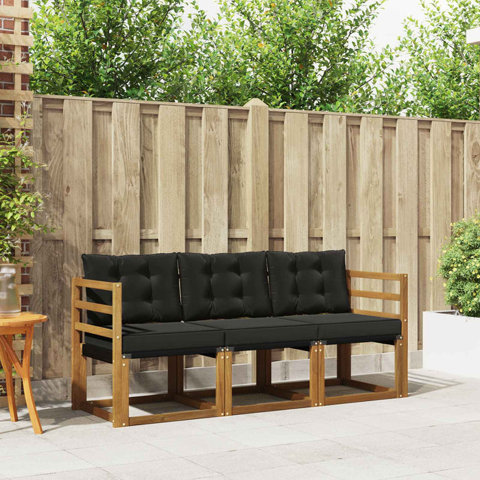Set de canapele de exterior cu pernă 3 pcs Natural și Negru - WALTI WALTI