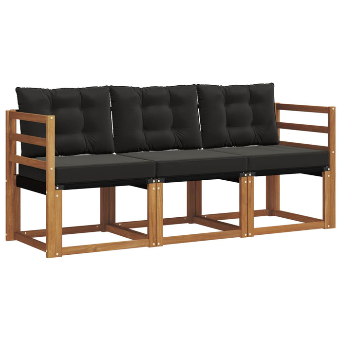 Set de canapele de exterior cu pernă 3 pcs Natural și Negru - WALTI WALTI