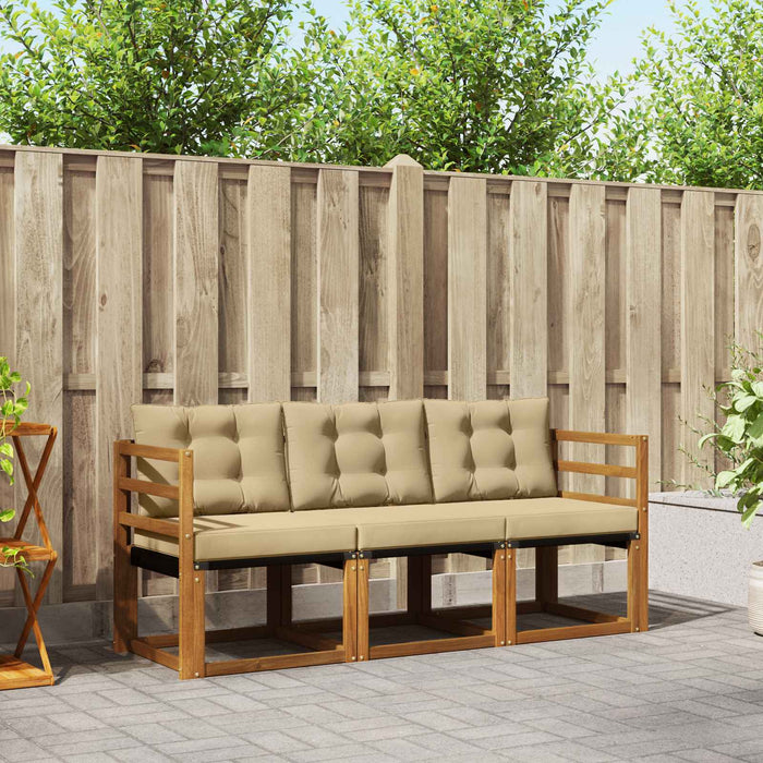 Set de canapele de exterior cu pernă 3 pcs Natural și Bej - WALTI WALTI
