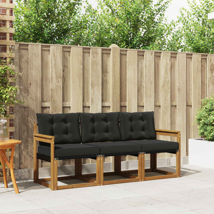 Set de canapele de exterior cu pernă 3 pcs Natural și Negru - WALTI WALTI
