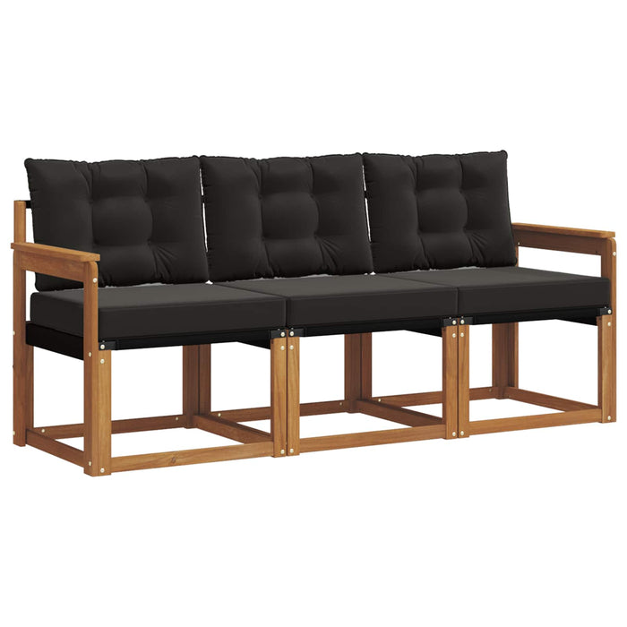 Set de canapele de exterior cu pernă 3 pcs Natural și Negru - WALTI WALTI