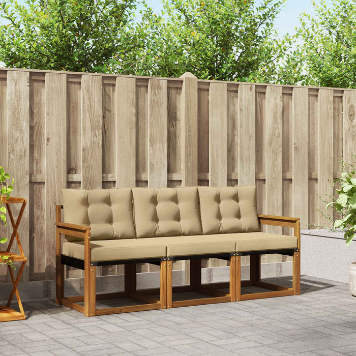 Set de canapele de exterior cu pernă 3 pcs Natural și Bej - WALTI WALTI