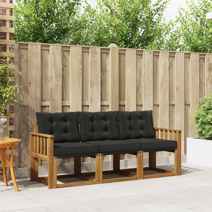 Set de canapele de exterior cu pernă 3 pcs Natural și Negru - WALTI WALTI