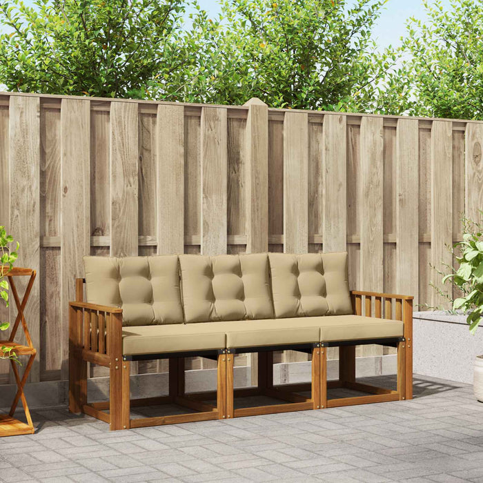 Set de canapele de exterior cu pernă 3 pcs Natural și Bej - WALTI WALTI