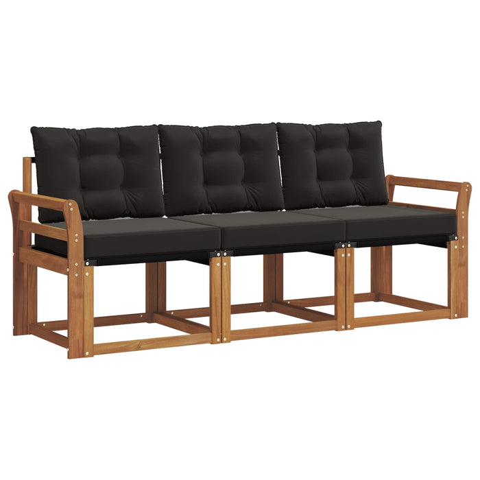Set de canapele de exterior cu pernă 3 pcs Natural și Negru - WALTI WALTI