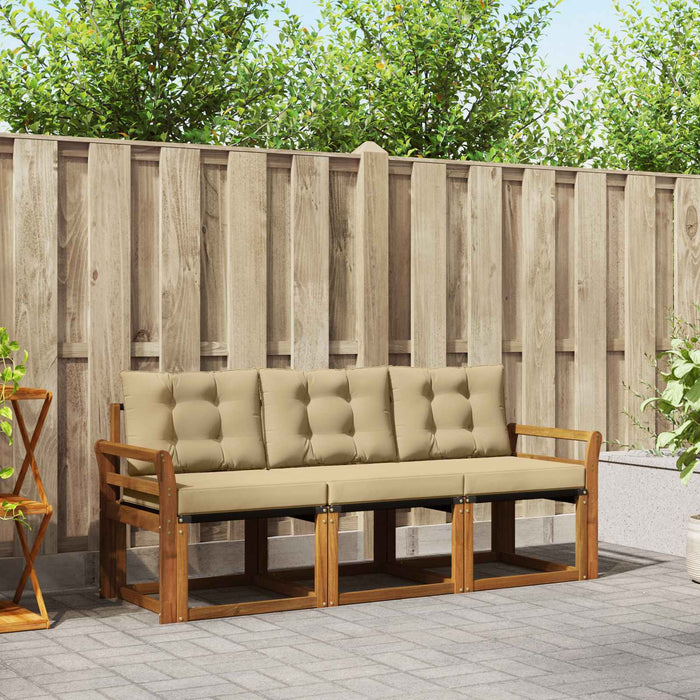 Set de canapele de exterior cu pernă 3 pcs Natural și Bej - WALTI WALTI