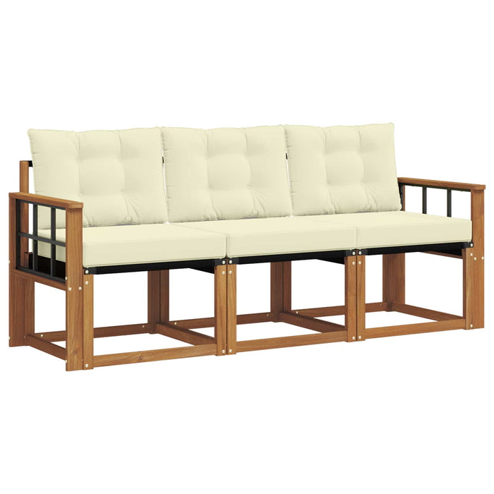 Set de canapele de exterior cu pernă 3 pcs Natural și Crem - WALTI WALTI