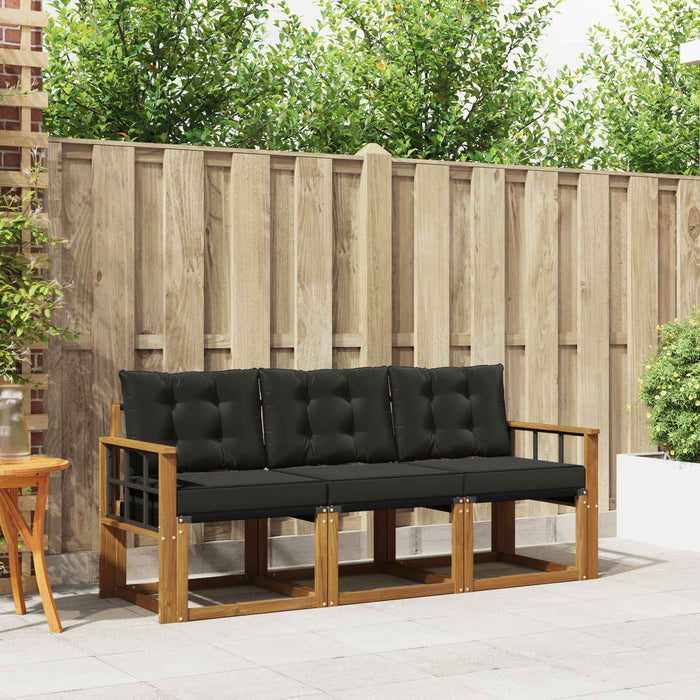 Set de canapele de exterior cu pernă 3 pcs Natural și Negru - WALTI WALTI