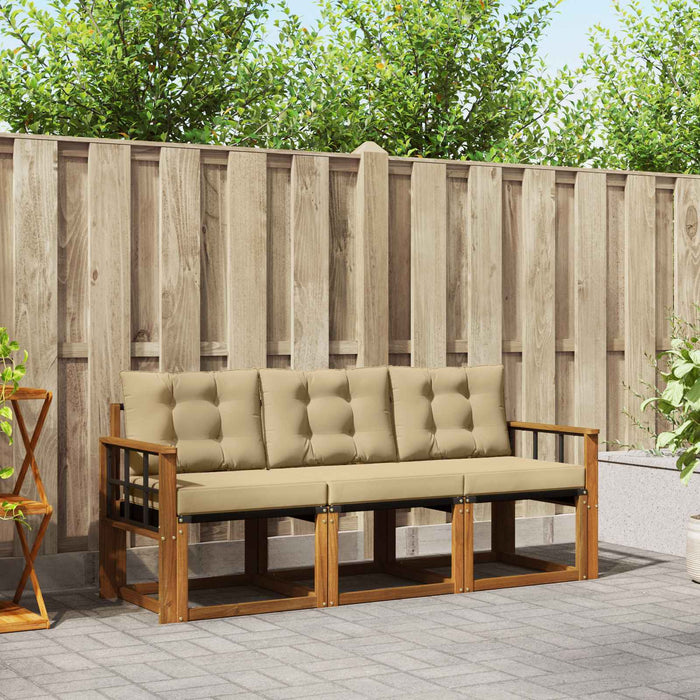 Set de canapele de exterior cu pernă 3 pcs Natural și Bej - WALTI WALTI