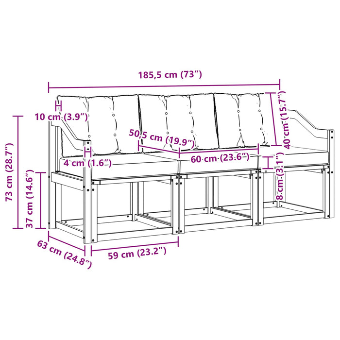 Set de canapele de exterior cu pernă 3 pcs Natural și Crem - WALTI WALTI