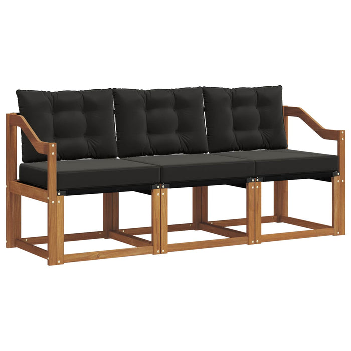 Set de canapele de exterior cu pernă 3 pcs Natural și Negru - WALTI WALTI
