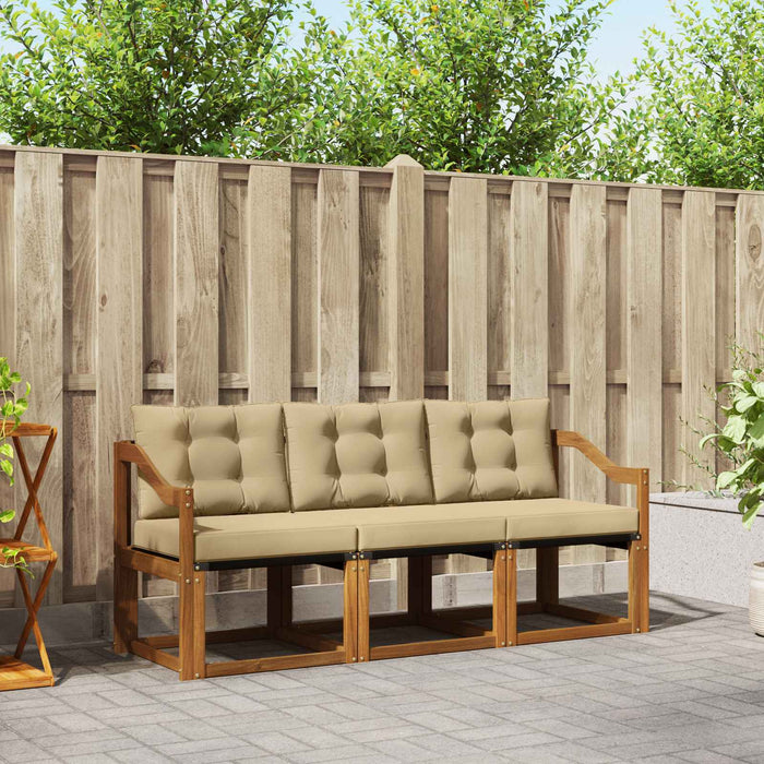 Set de canapele de exterior cu pernă 3 pcs Natural și Bej - WALTI WALTI