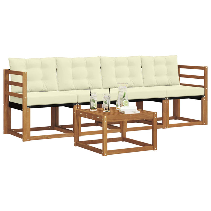 Set de canapele de exterior cu pernă 5 pcs Natural și Crem - WALTI WALTI