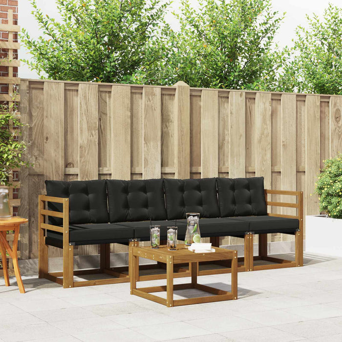 Set de canapele de exterior cu pernă 5 pcs Natural și Negru - WALTI WALTI