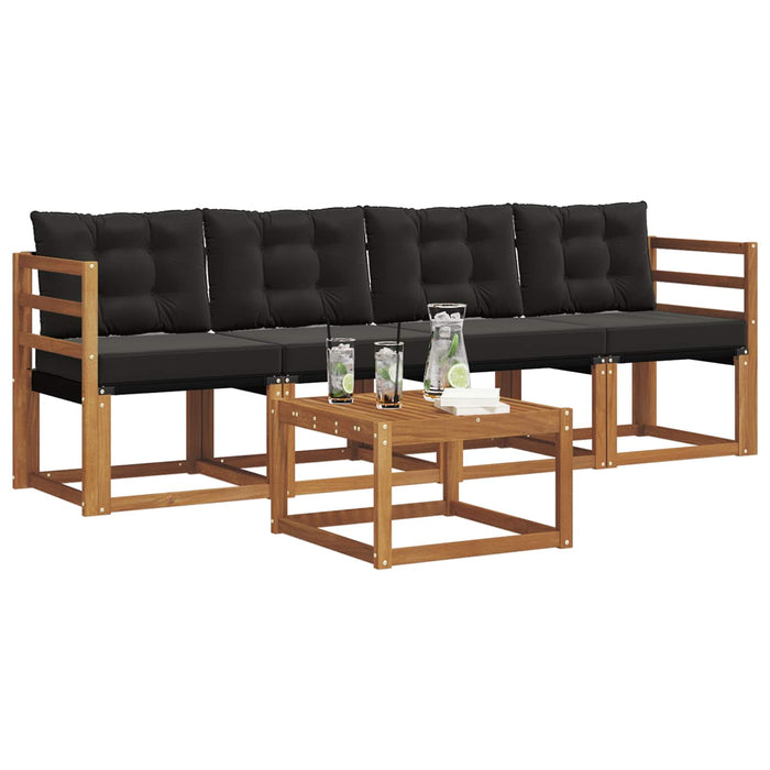 Set de canapele de exterior cu pernă 5 pcs Natural și Negru - WALTI WALTI