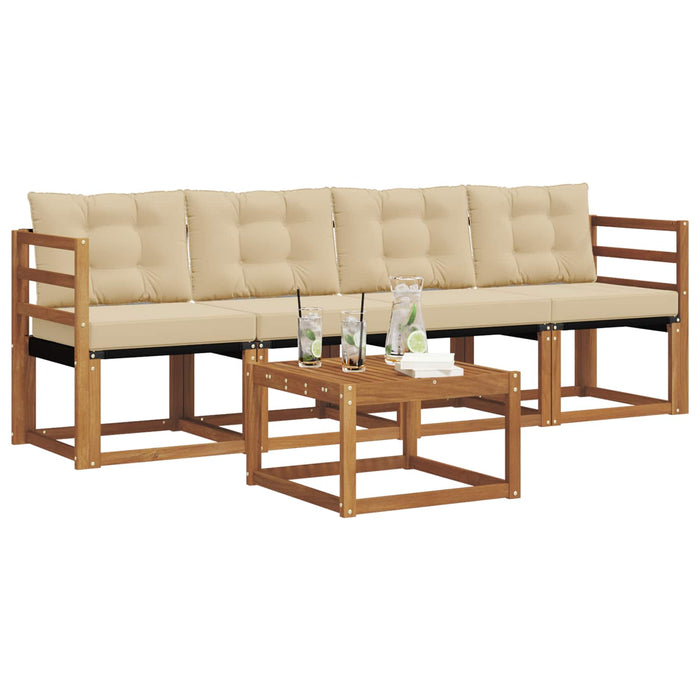 Set de canapele de exterior cu pernă 5 pcs Natural și Bej - WALTI WALTI