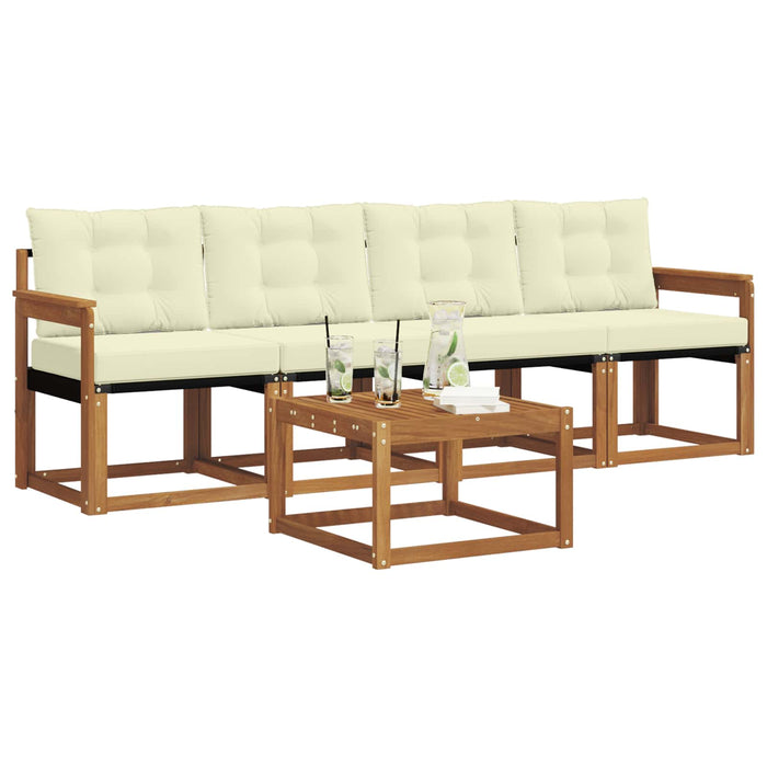 Set de canapele de exterior cu pernă 5 pcs Natural și Crem - WALTI WALTI