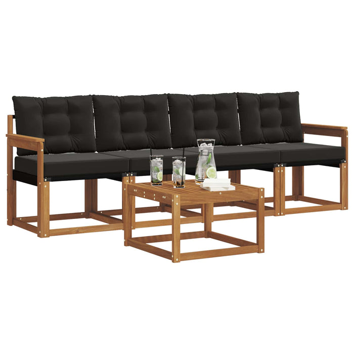 Set de canapele de exterior cu pernă 5 pcs Natural și Negru - WALTI WALTI