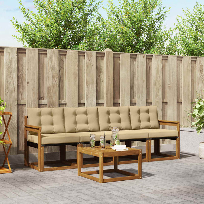 Set de canapele de exterior cu pernă 5 pcs Natural și Bej - WALTI WALTI