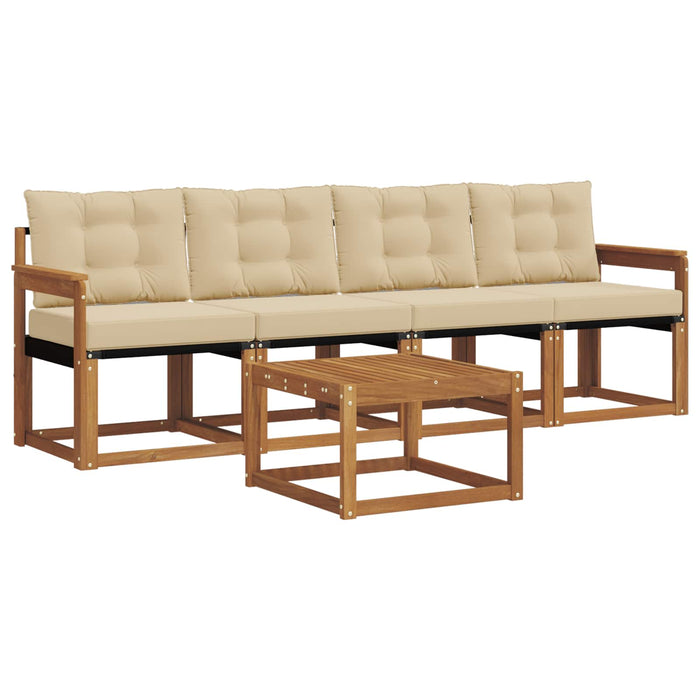 Set de canapele de exterior cu pernă 5 pcs Natural și Bej - WALTI WALTI