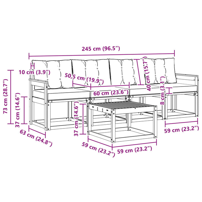 Set de canapele de exterior cu pernă 5 pcs Natural și Bej - WALTI WALTI