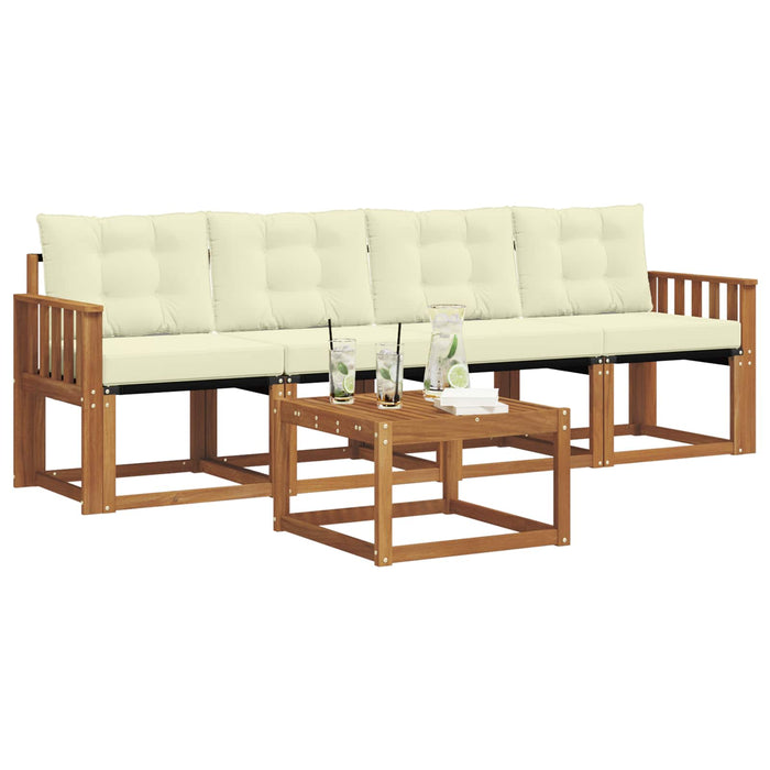 Set de canapele de exterior cu pernă 5 pcs Natural și Crem - WALTI WALTI