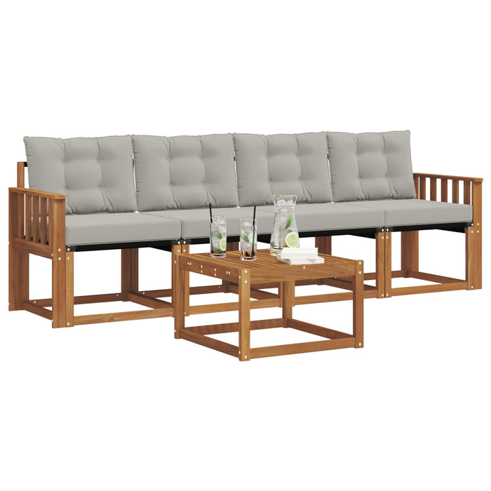 Set de canapele de exterior 5 pcs Gri natural și deschis - WALTI WALTI