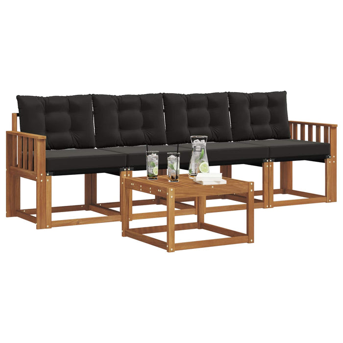 Set de canapele de exterior cu pernă 5 pcs Natural și Negru - WALTI WALTI