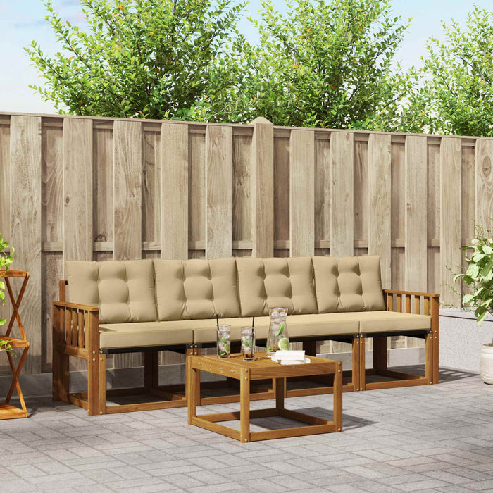 Set de canapele de exterior cu pernă 5 pcs Natural și Bej - WALTI WALTI