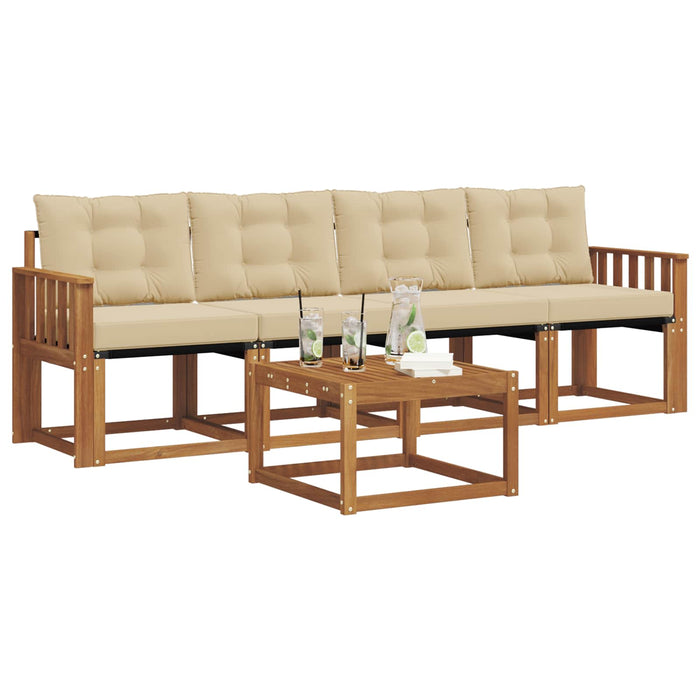 Set de canapele de exterior cu pernă 5 pcs Natural și Bej - WALTI WALTI