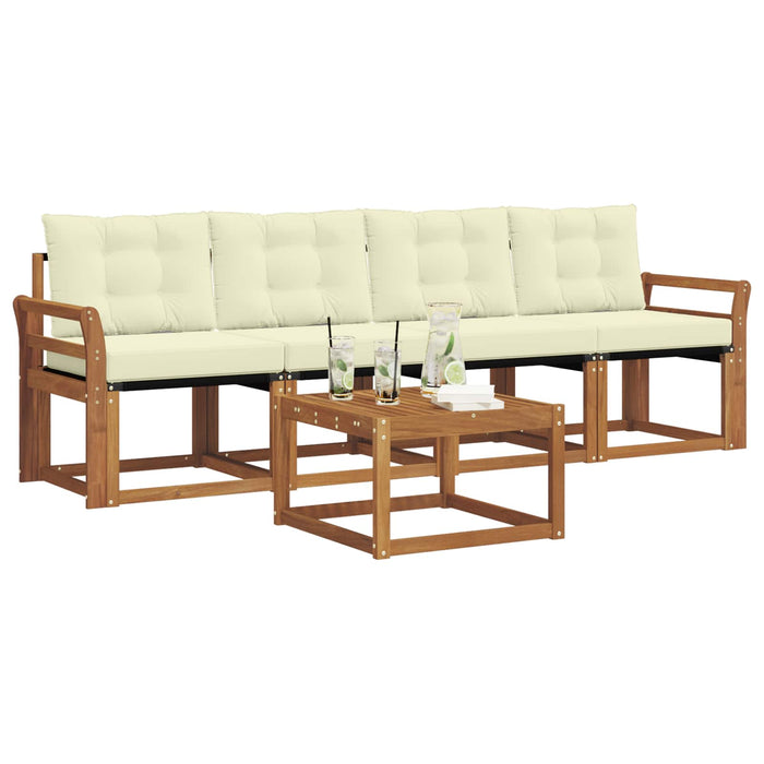 Set de canapele de exterior cu pernă 5 pcs Natural și Crem - WALTI WALTI