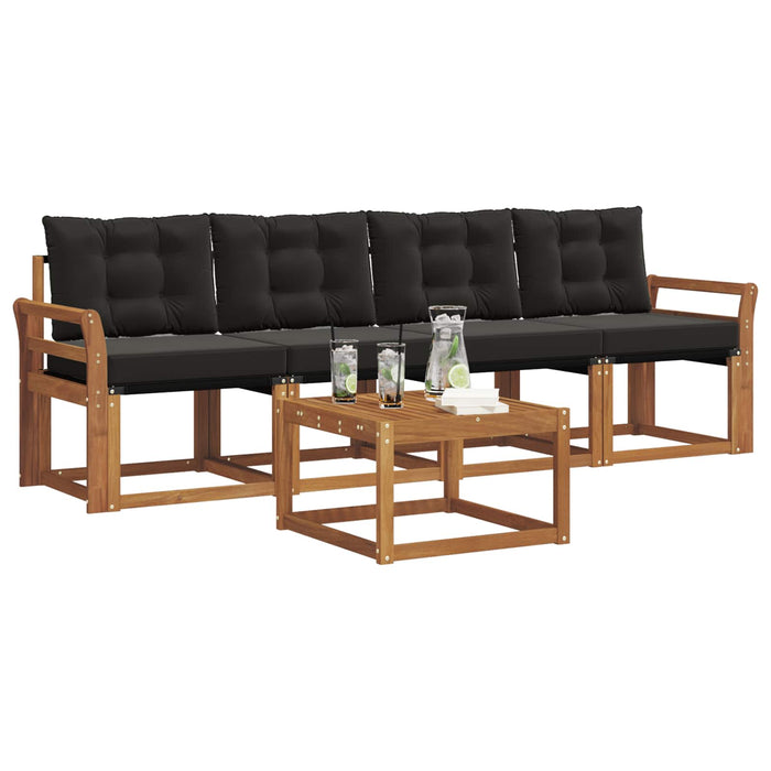 Set de canapele de exterior cu pernă 5 pcs Natural și Negru - WALTI WALTI