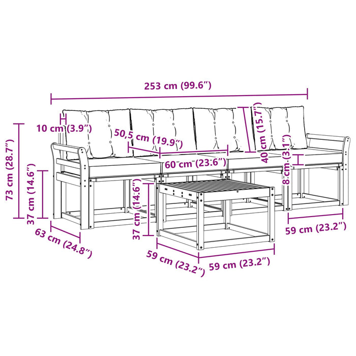 Set de canapele de exterior cu pernă 5 pcs Natural și Negru - WALTI WALTI