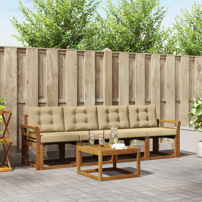 Set de canapele de exterior cu pernă 5 pcs Natural și Bej - WALTI WALTI