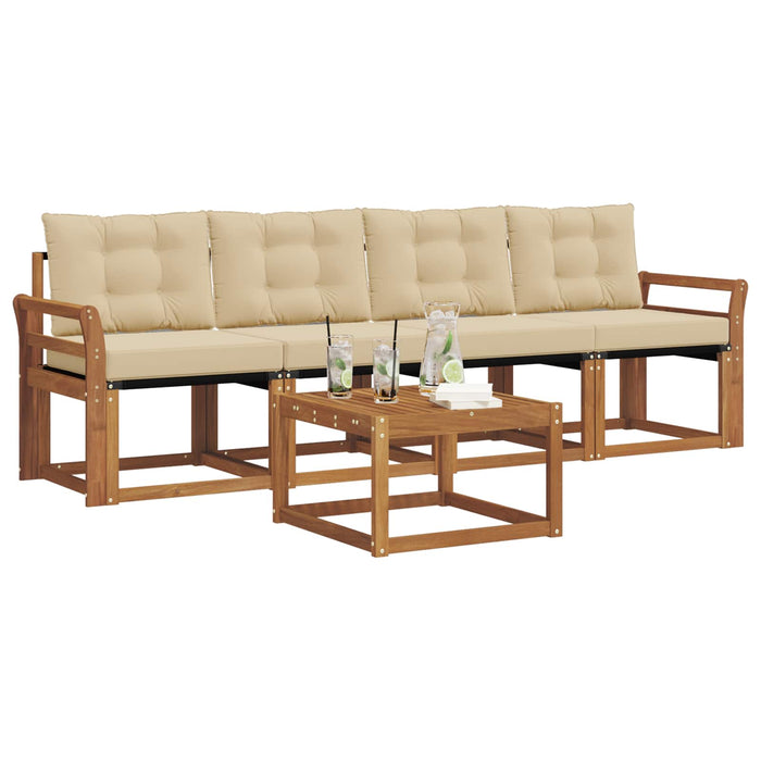 Set de canapele de exterior cu pernă 5 pcs Natural și Bej - WALTI WALTI