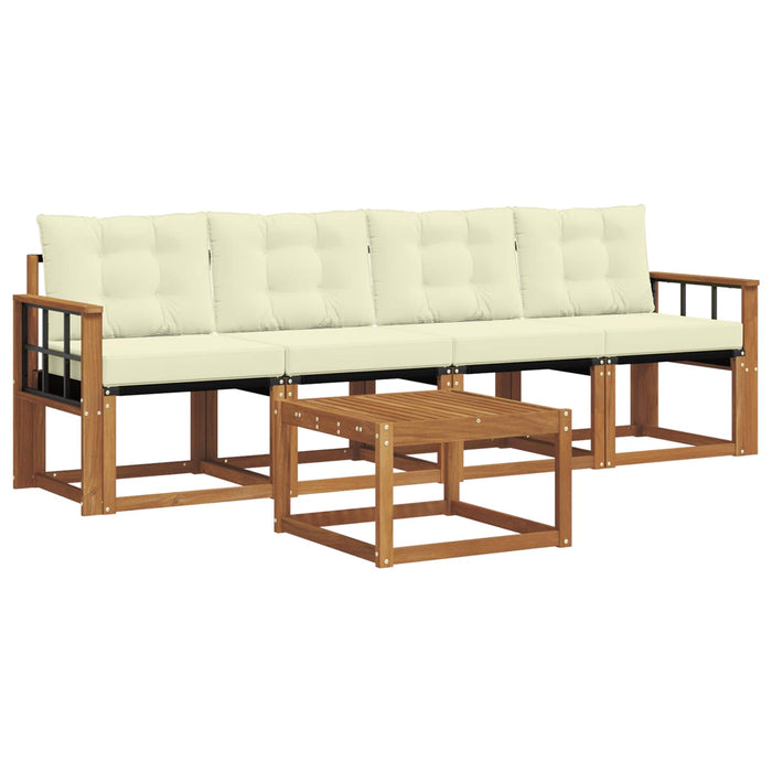 Set de canapele de exterior cu pernă 5 pcs Natural și Crem - WALTI WALTI