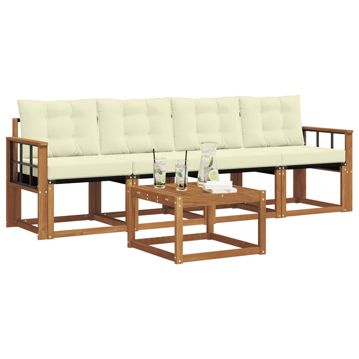 Set de canapele de exterior cu pernă 5 pcs Natural și Crem - WALTI WALTI