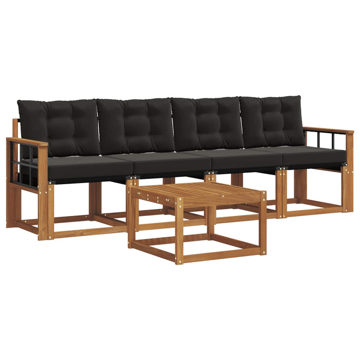 Set de canapele de exterior cu pernă 5 pcs Natural și Negru - WALTI WALTI