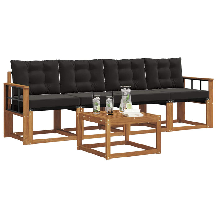 Set de canapele de exterior cu pernă 5 pcs Natural și Negru - WALTI WALTI