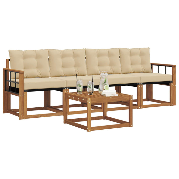 Set de canapele de exterior cu pernă 5 pcs Natural și Bej - WALTI WALTI
